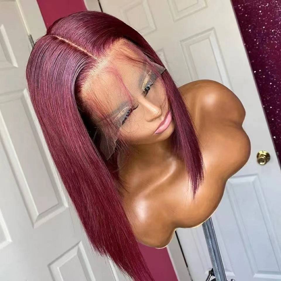 Lace Front Bob Wig Short Straight Synthetic Hair