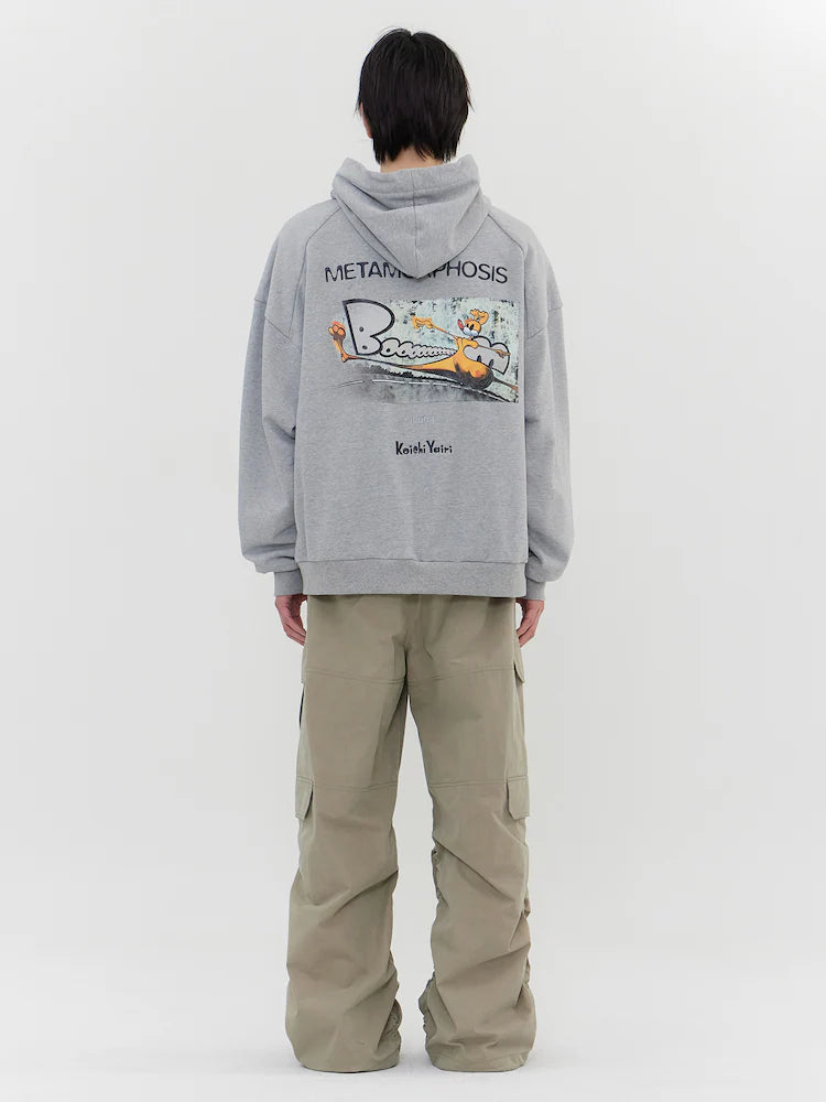 YAIRI Loose Fit Hoodie - Light Gray