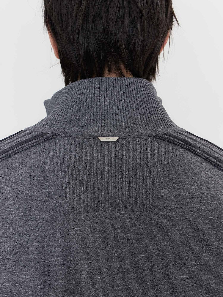 JUUN.J Melange Track Knit Jumper - Gray