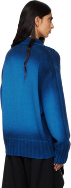 The Attico Blue Sprayed Wool Cashmere Cardigan
