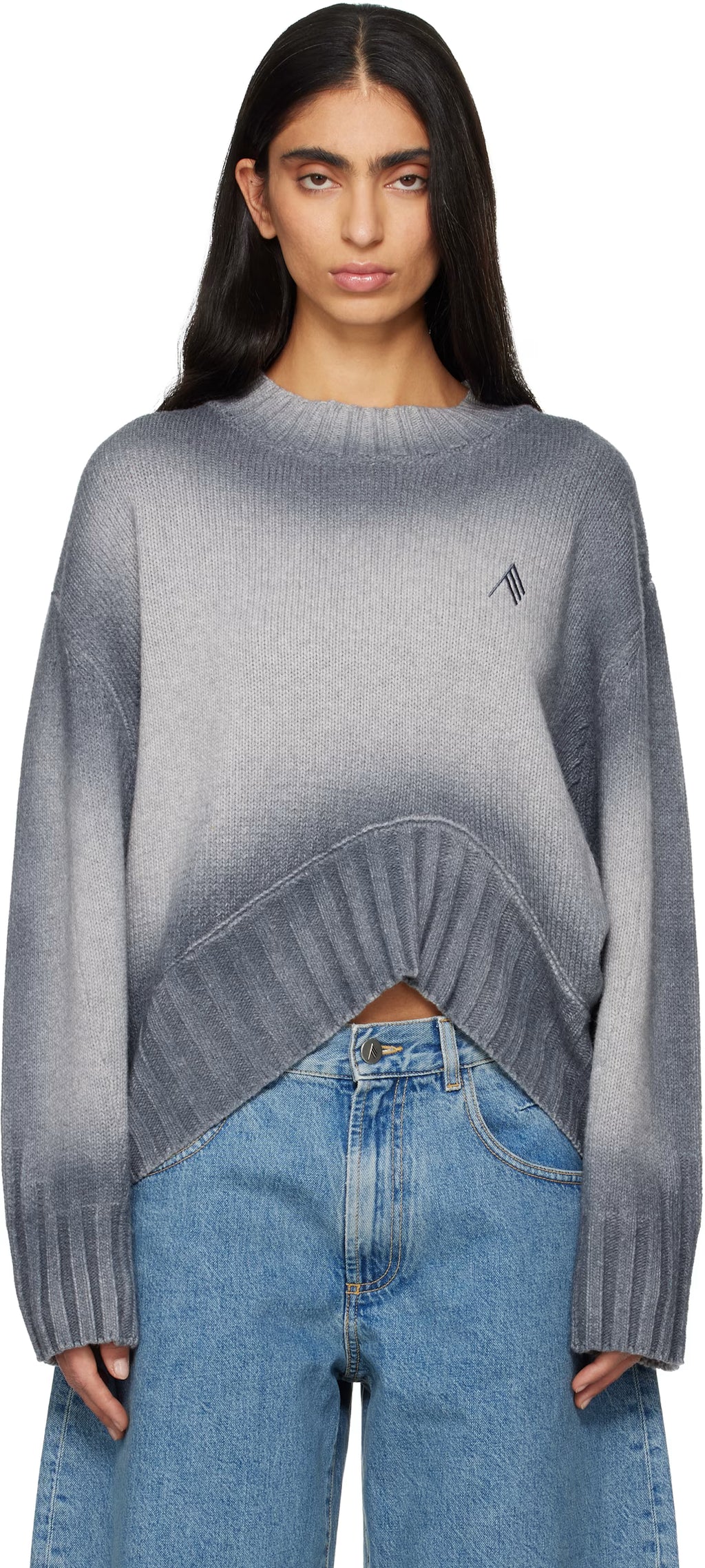 The Attico Gray Sprayed Wool Cashmere Sweater