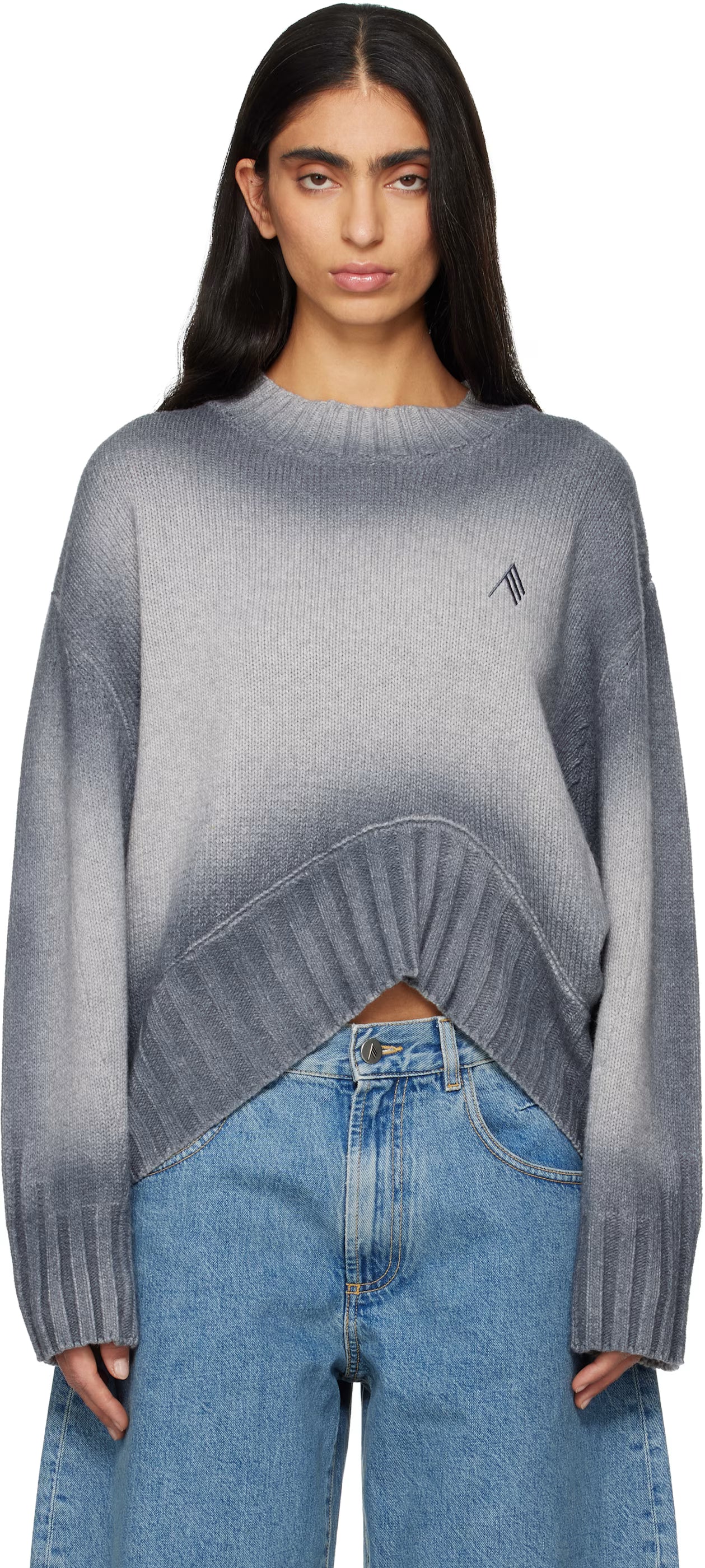 The Attico Gray Sprayed Wool Cashmere Sweater