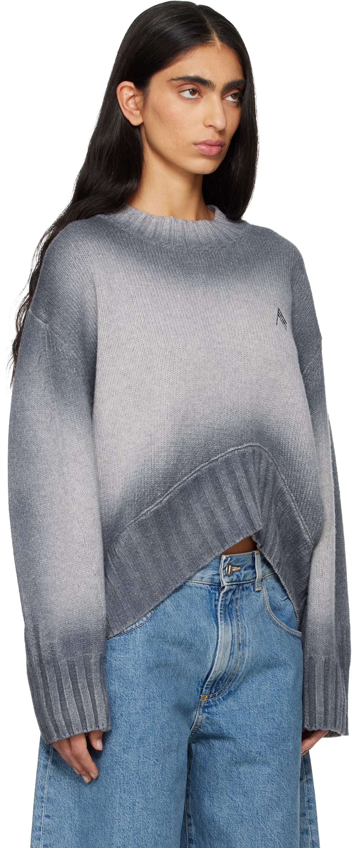 The Attico Gray Sprayed Wool Cashmere Sweater