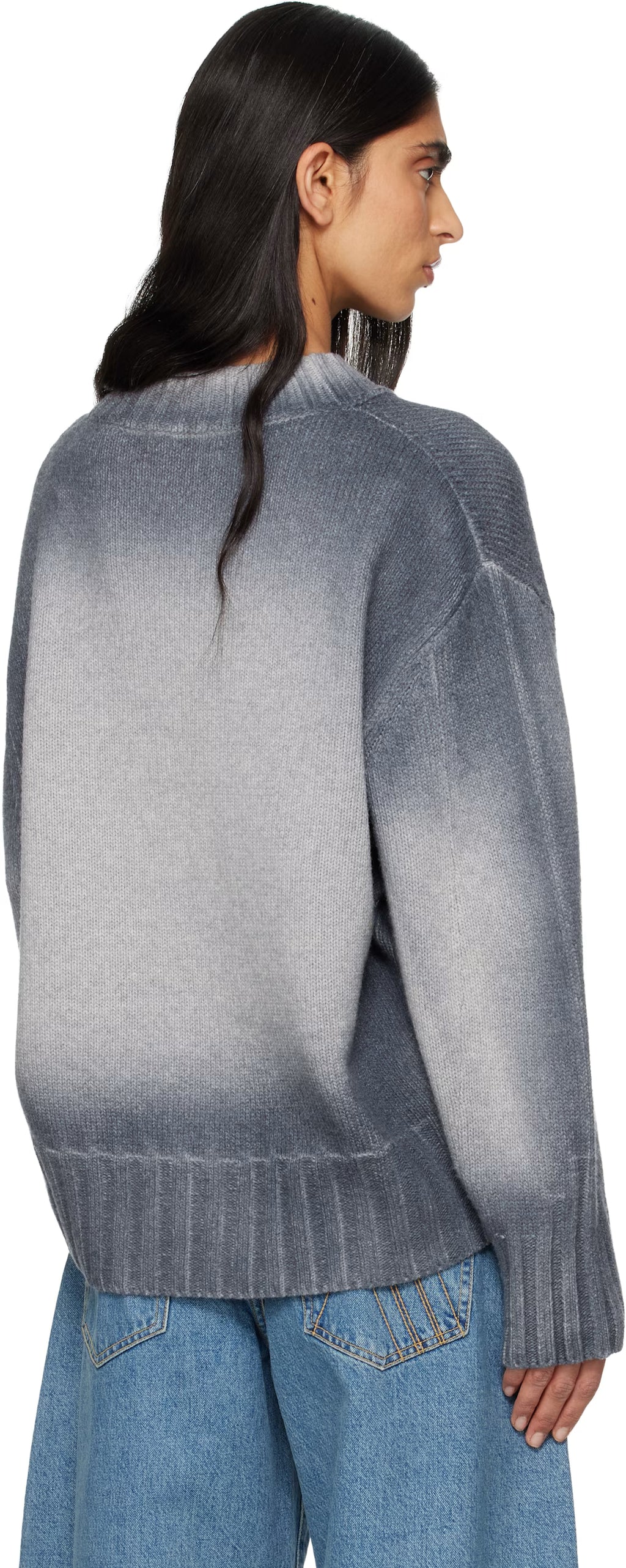 The Attico Gray Sprayed Wool Cashmere Sweater