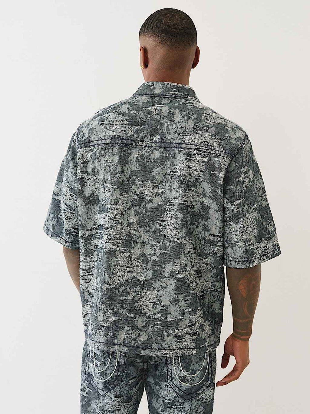 True Religion Shirt Super T Jacquard Oversze Midnight Rider Dark Wash