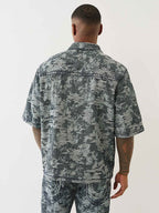 True Religion Shirt Super T Jacquard Oversze Midnight Rider Dark Wash