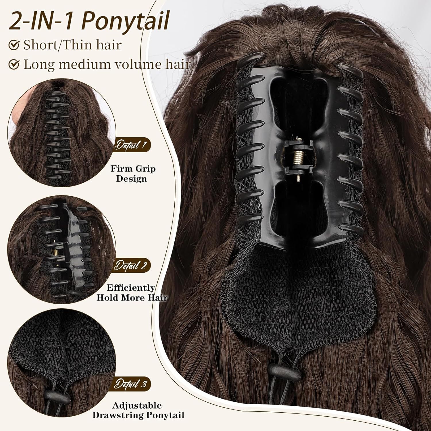 Hair Ponytail with Clip