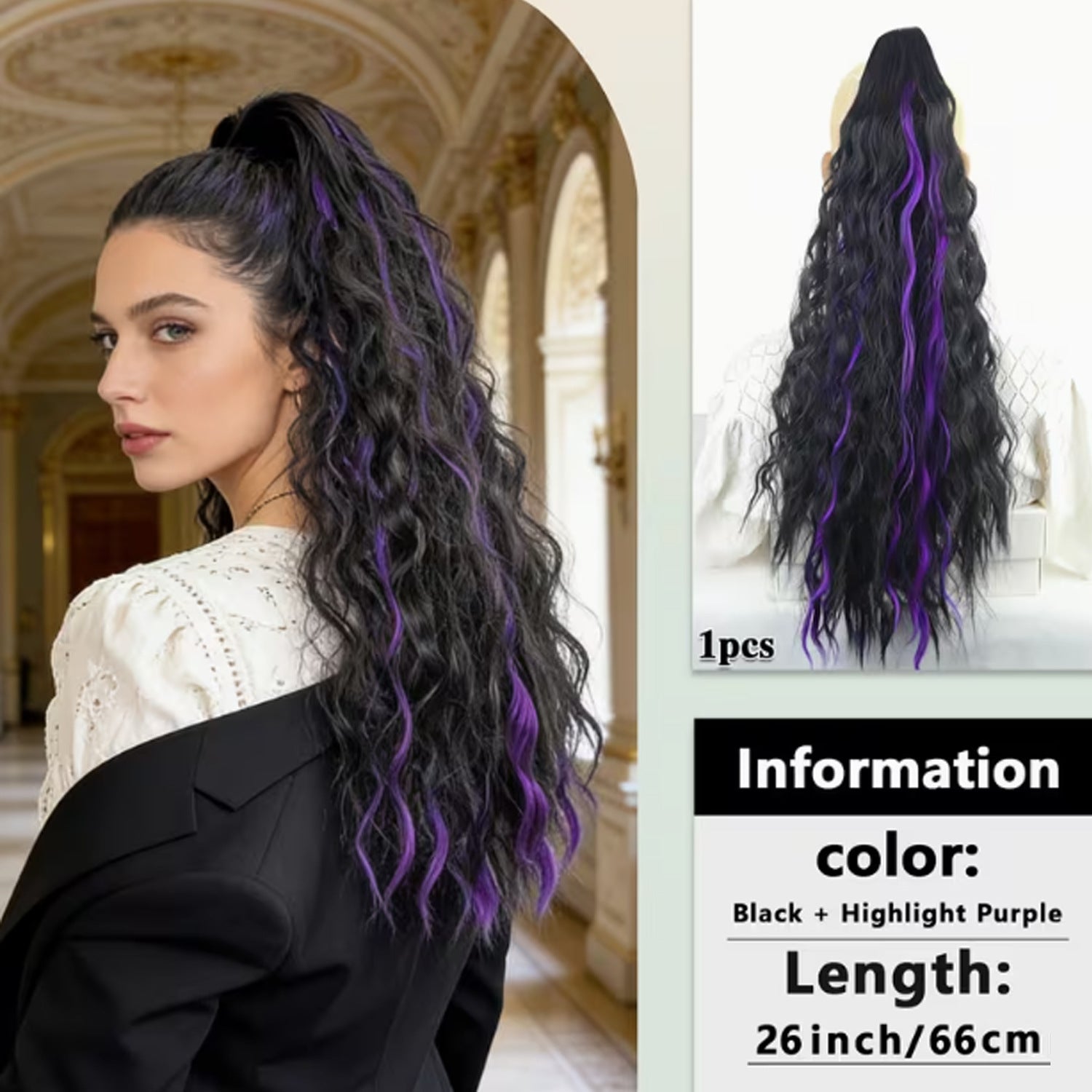 Hair Ponytail with Clip