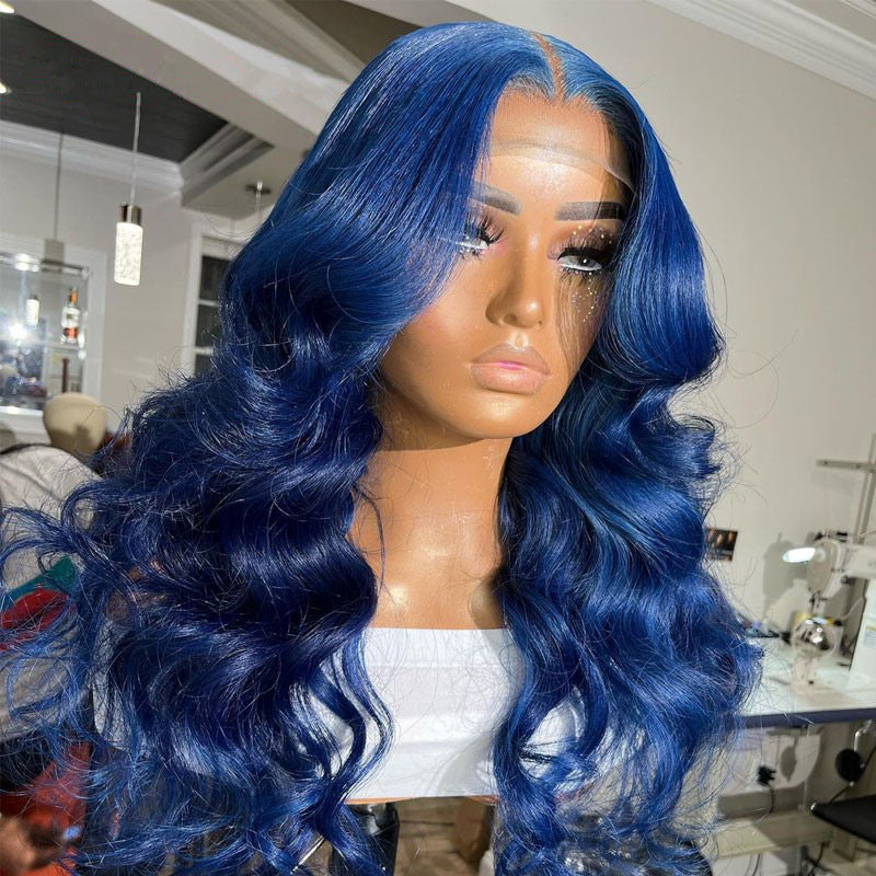 Blue Long Wavy Synthetic Wig