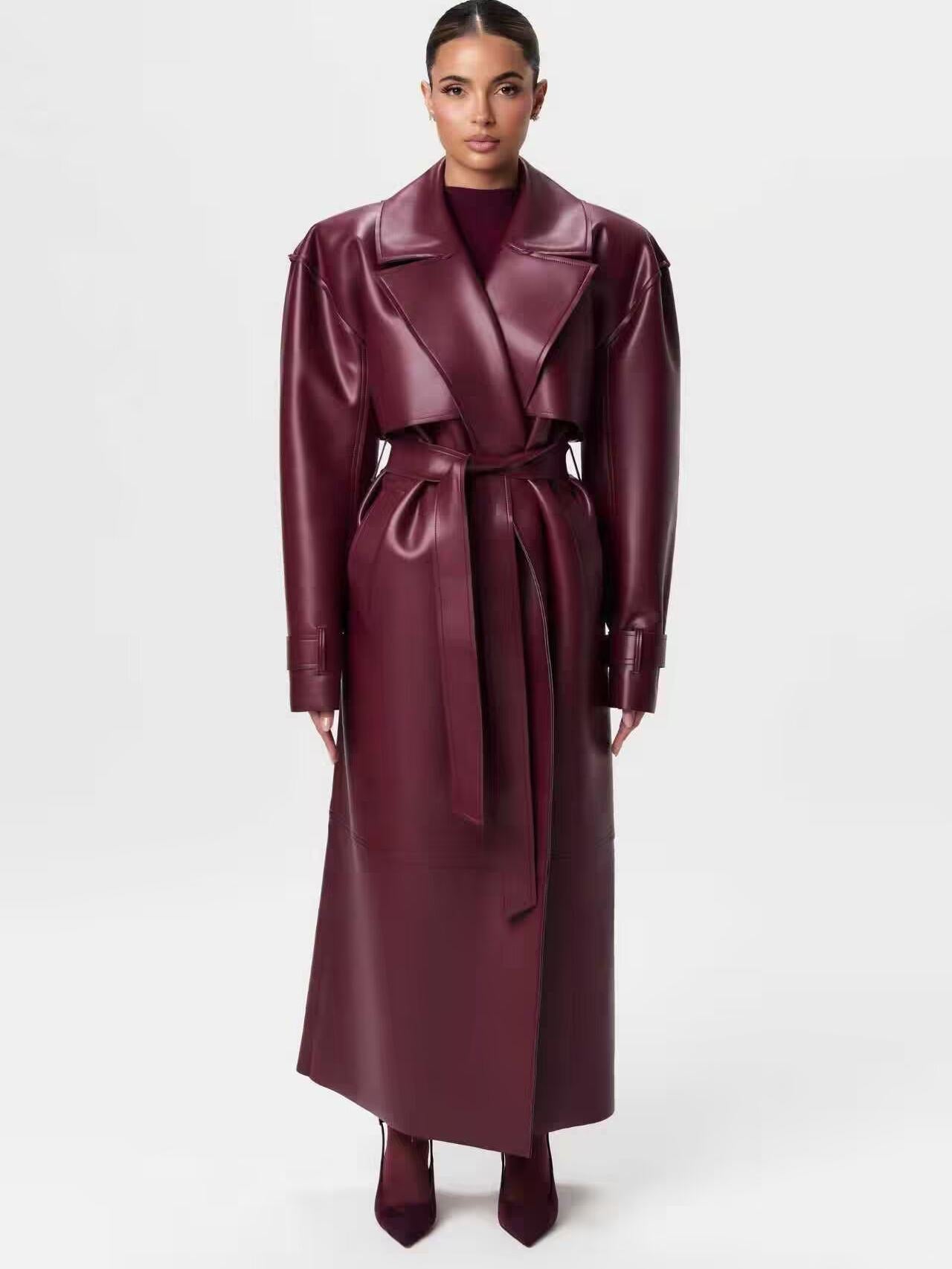 Retro Long Coat with Belt
